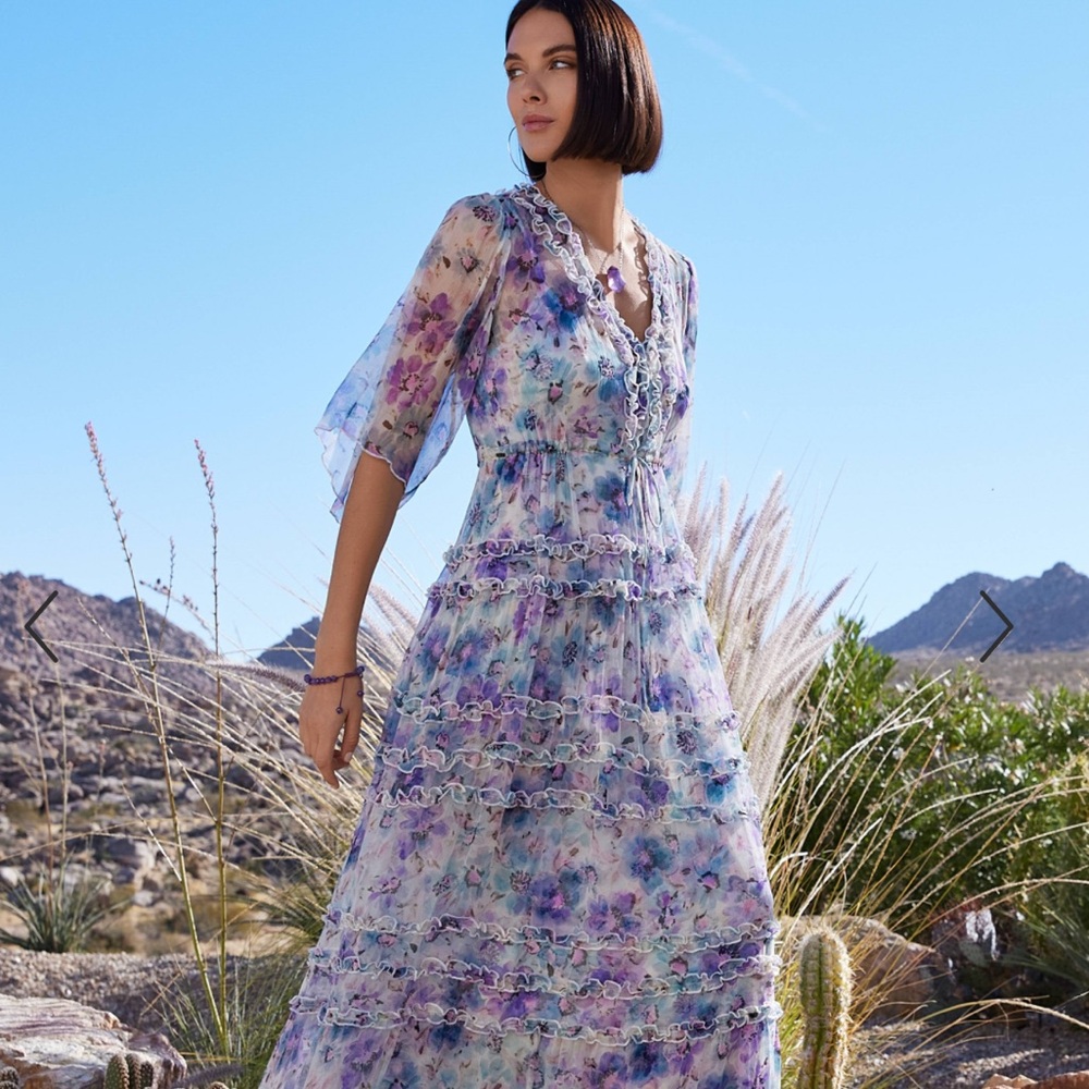 Johnny Was Glinda Silk Floral Dress